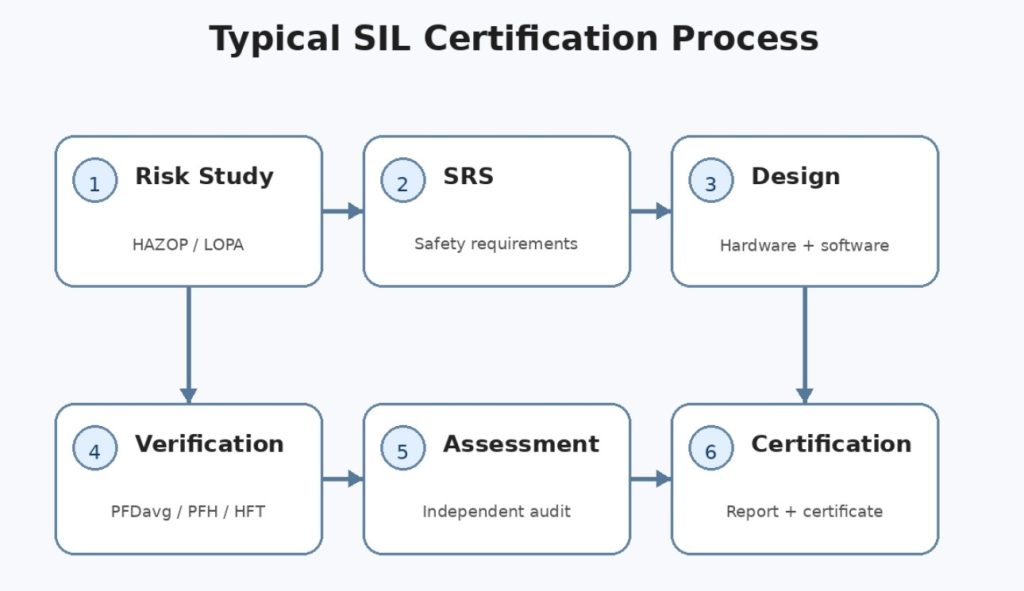 Schematic diagram of SIL certification process What Is SIL Certification? SIL Levels, Functional Safety, and Certification Process