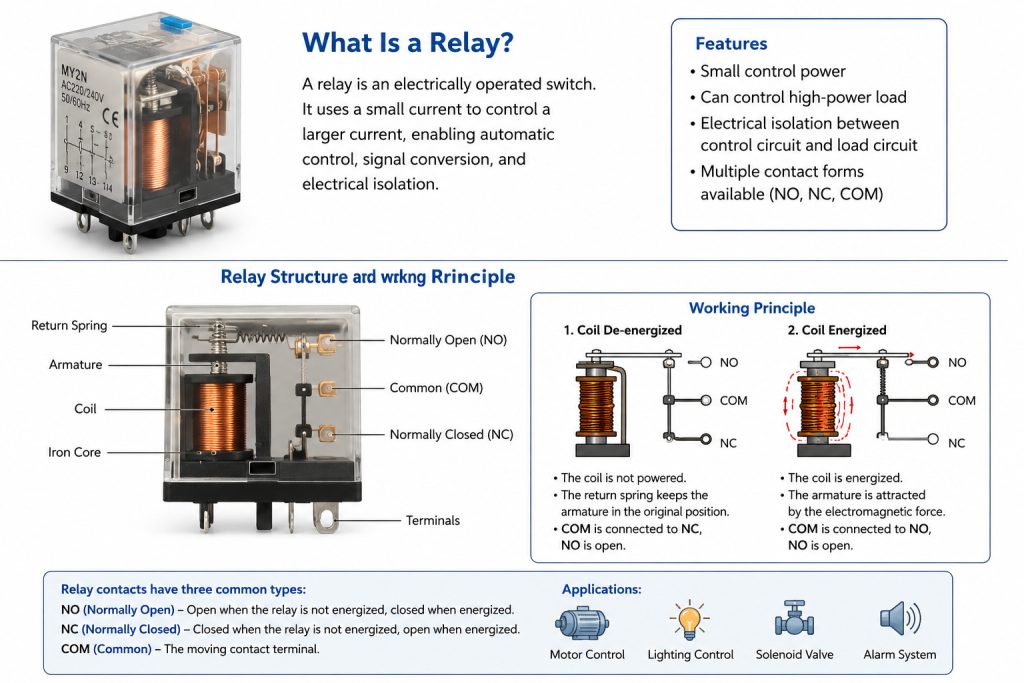 What Is a Relay? A Complete Guide to Relay Working Principles, Functions, Types, and Applications