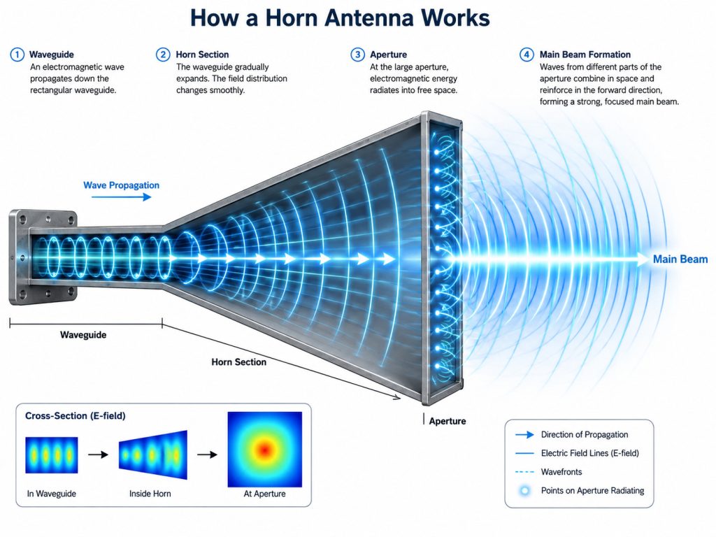 HWhat Is a Horn Antenna? A Complete Guide to Its Working Principle, Types, Gain, and Applications