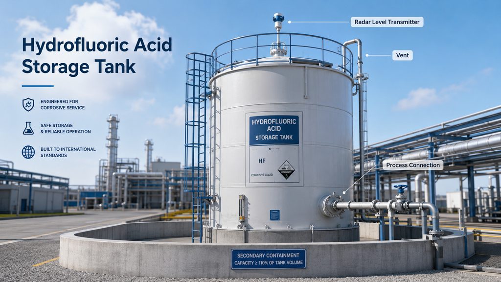 How to Select a Level Gauge for a Hydrofluoric Acid Storage Tank: Material Compatibility and Radar Level Measurement Guide