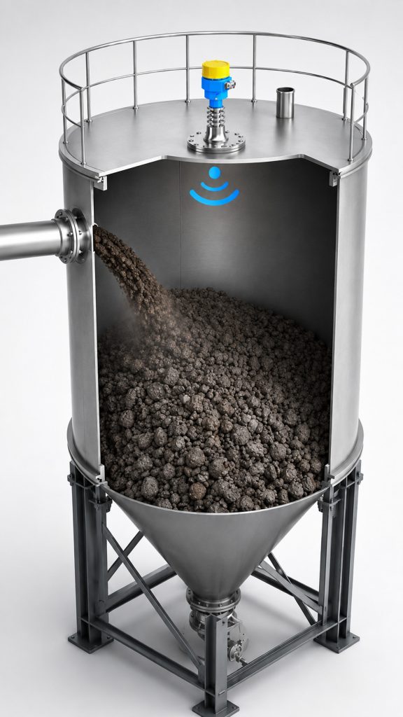 Application of the JWRada-34 Radar Level Meter in Sand and Gravel Silo Level Measurement