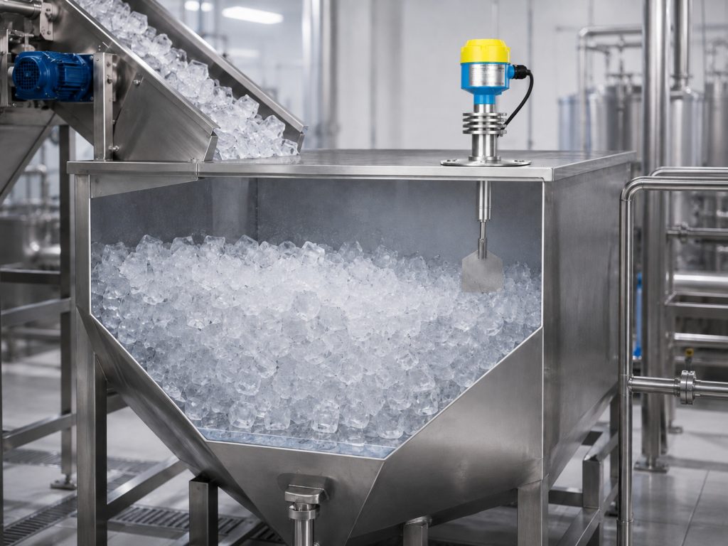 Application Case: Rotary Paddle Level Switch for Edible Ice Cube Level Detection — Spin-11P Ensures Reliable Level Control in Ice Storage Bins
