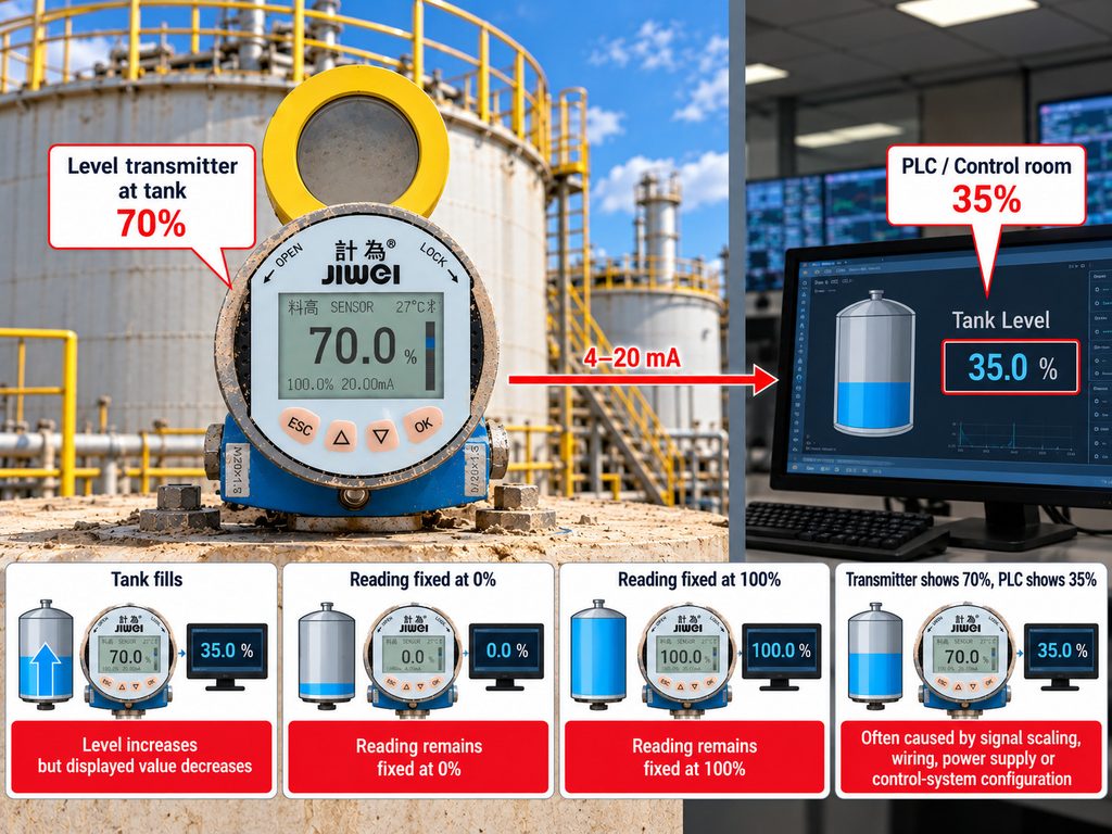 Why Does a 4–20 mA Level Transmitter Show the Wrong Percentage?