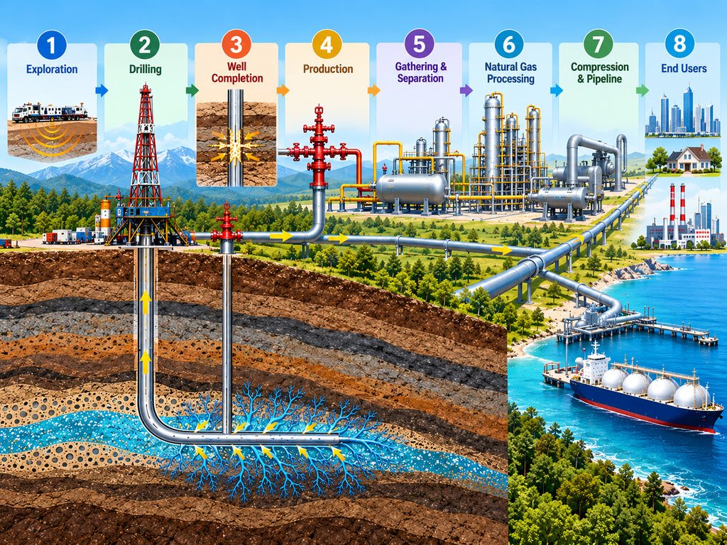 Basic Natural Gas Extraction Process: From Underground Reservoirs to Pipeline Transportation