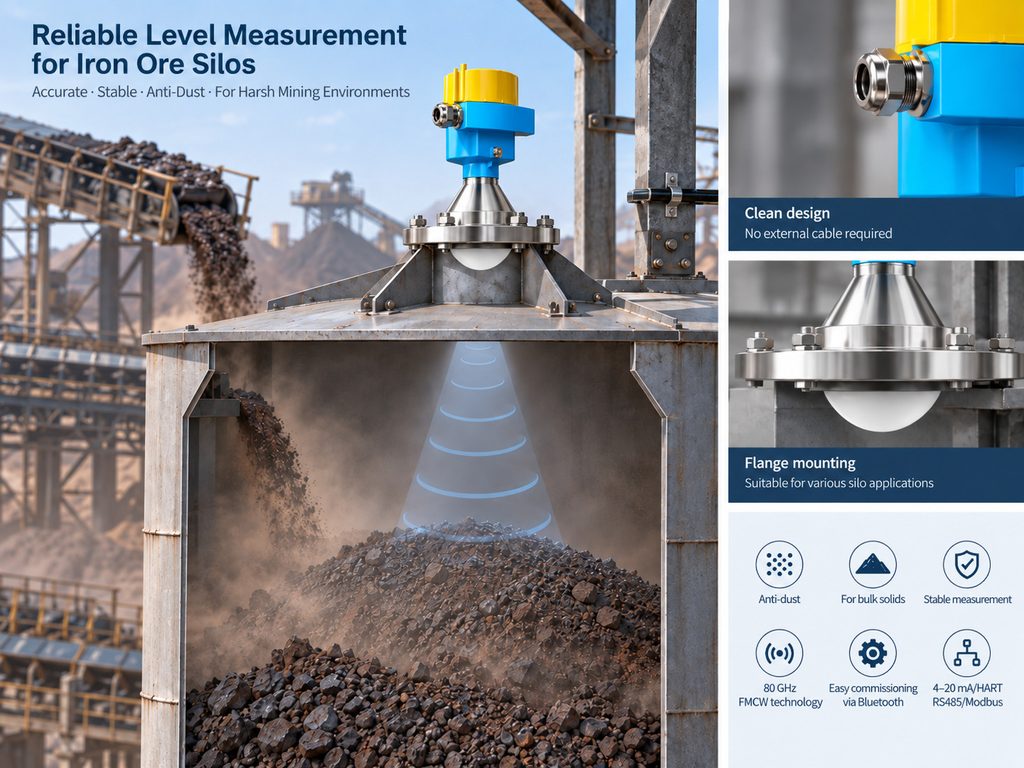 JWrada 34 Radar Level Meter for Iron Ore Silos Level Measurement Application of the JWrada-34 Radar Level Meter in Iron Ore Silos