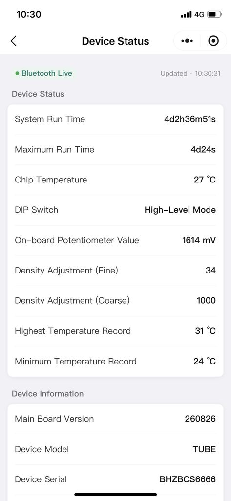 App Backend Interface for Jiwei Tube‑11 Bluetooth Vibrating Rod Level Switch Jiwei Tube-11 Bluetooth Rod Level Switch for Fireworks Material Level Monitoring and JW Tools Wireless Setup