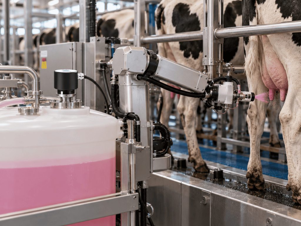 From Manual Level Checks to Automatic Refill: JWrada-22 Radar Level Sensor Enables Smarter Dairy Farm Teat-Dipping Robots