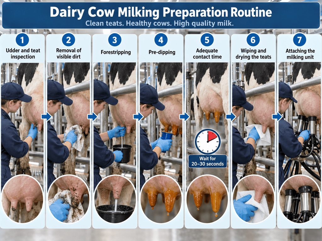 Dairy Cow Milking Preparation Routine Dairy Cow Milking Preparation Routine